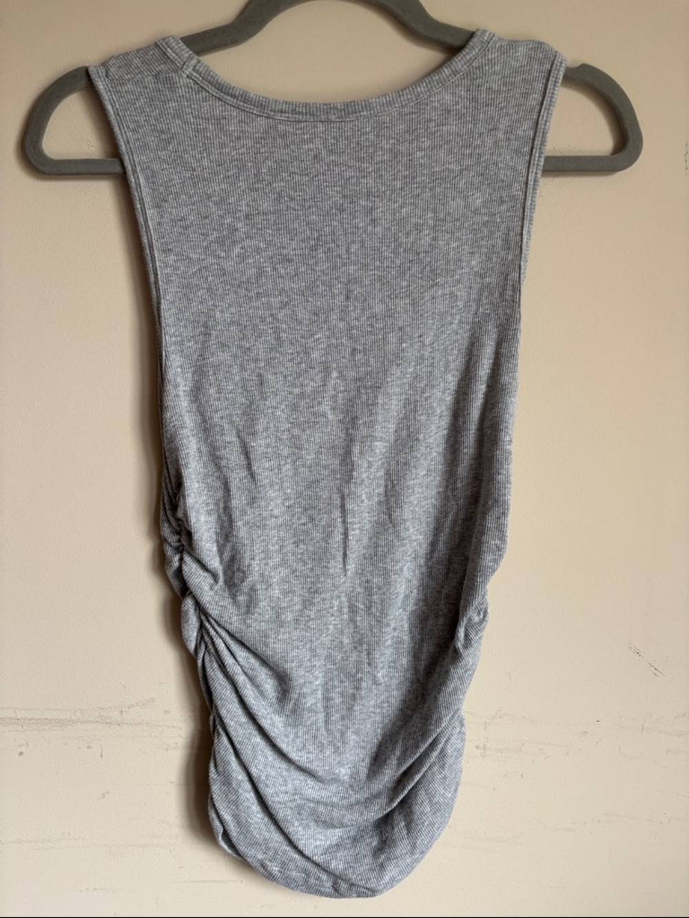 bobi Gray Ribbed Ruched Side Tank - Picture 3 of 5